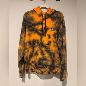 Champion Men's Vibrant Orange and Black Galaxy Dye Hoodie